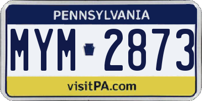 PA license plate MYM2873