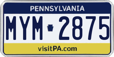 PA license plate MYM2875