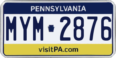 PA license plate MYM2876