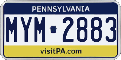 PA license plate MYM2883
