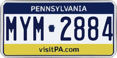PA license plate MYM2884