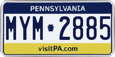 PA license plate MYM2885