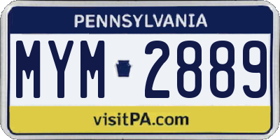 PA license plate MYM2889