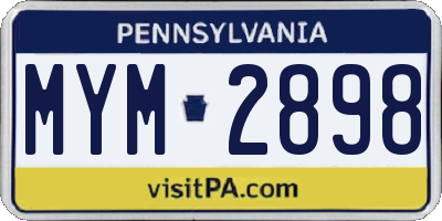 PA license plate MYM2898