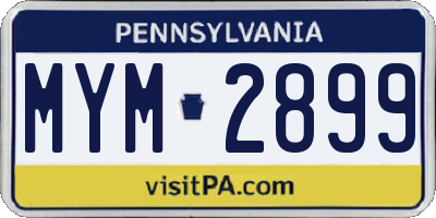 PA license plate MYM2899