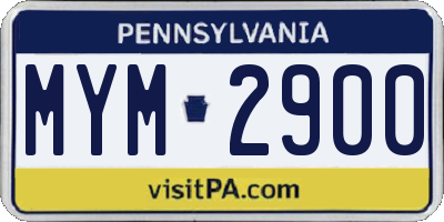 PA license plate MYM2900