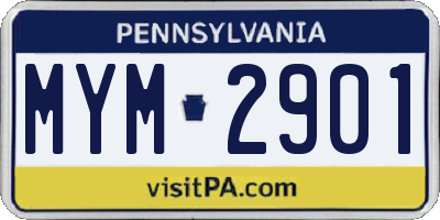 PA license plate MYM2901