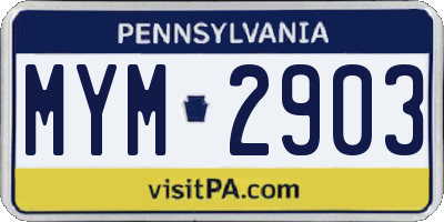 PA license plate MYM2903