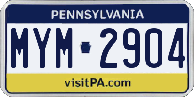 PA license plate MYM2904