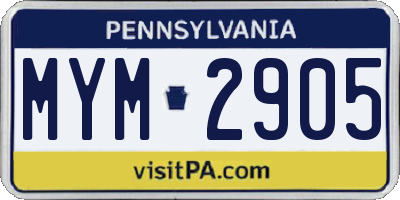 PA license plate MYM2905