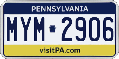 PA license plate MYM2906