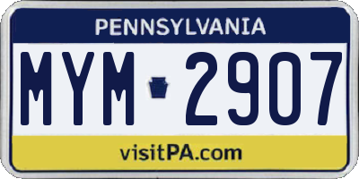 PA license plate MYM2907