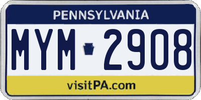 PA license plate MYM2908