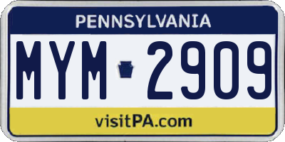 PA license plate MYM2909