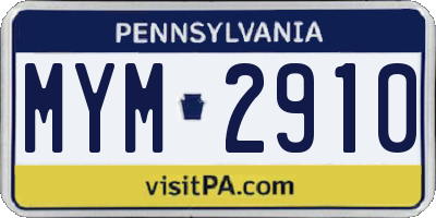 PA license plate MYM2910