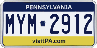 PA license plate MYM2912
