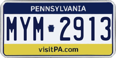 PA license plate MYM2913