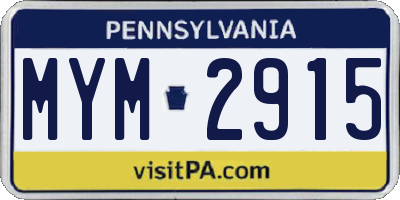 PA license plate MYM2915