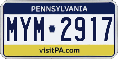 PA license plate MYM2917