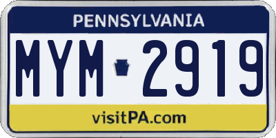 PA license plate MYM2919