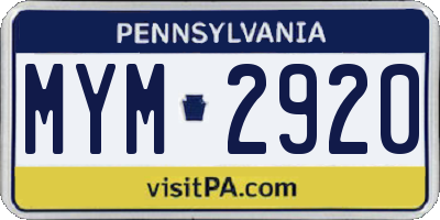 PA license plate MYM2920