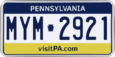 PA license plate MYM2921