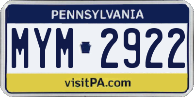 PA license plate MYM2922
