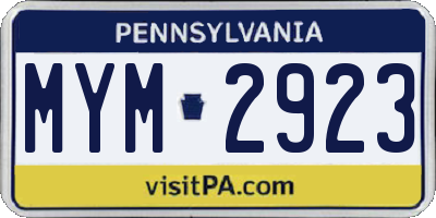 PA license plate MYM2923