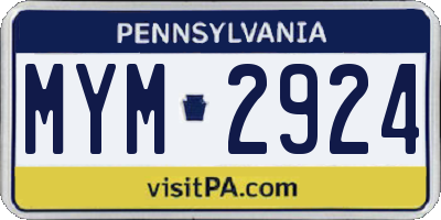 PA license plate MYM2924