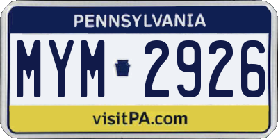 PA license plate MYM2926
