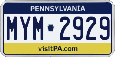 PA license plate MYM2929