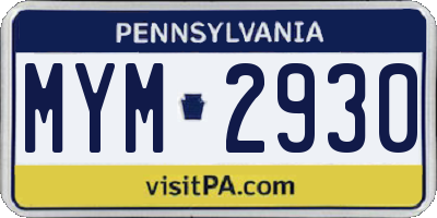 PA license plate MYM2930