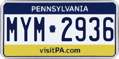 PA license plate MYM2936