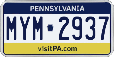 PA license plate MYM2937