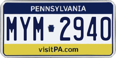 PA license plate MYM2940