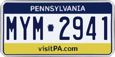 PA license plate MYM2941