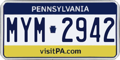 PA license plate MYM2942