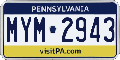PA license plate MYM2943