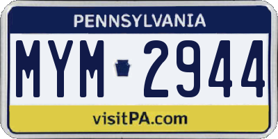 PA license plate MYM2944