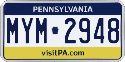 PA license plate MYM2948