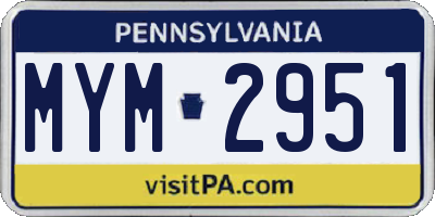 PA license plate MYM2951