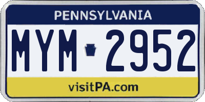 PA license plate MYM2952