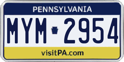 PA license plate MYM2954