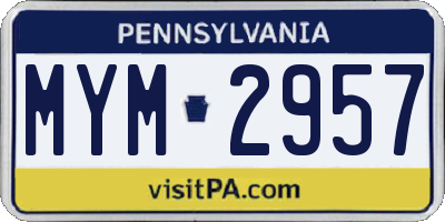 PA license plate MYM2957