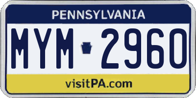 PA license plate MYM2960