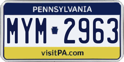 PA license plate MYM2963