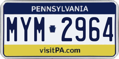 PA license plate MYM2964