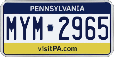 PA license plate MYM2965