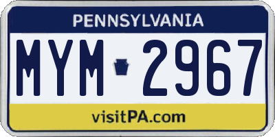 PA license plate MYM2967