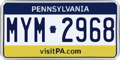 PA license plate MYM2968